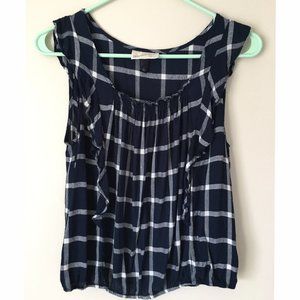Target Blue Plaid Tank Top with Ruffles